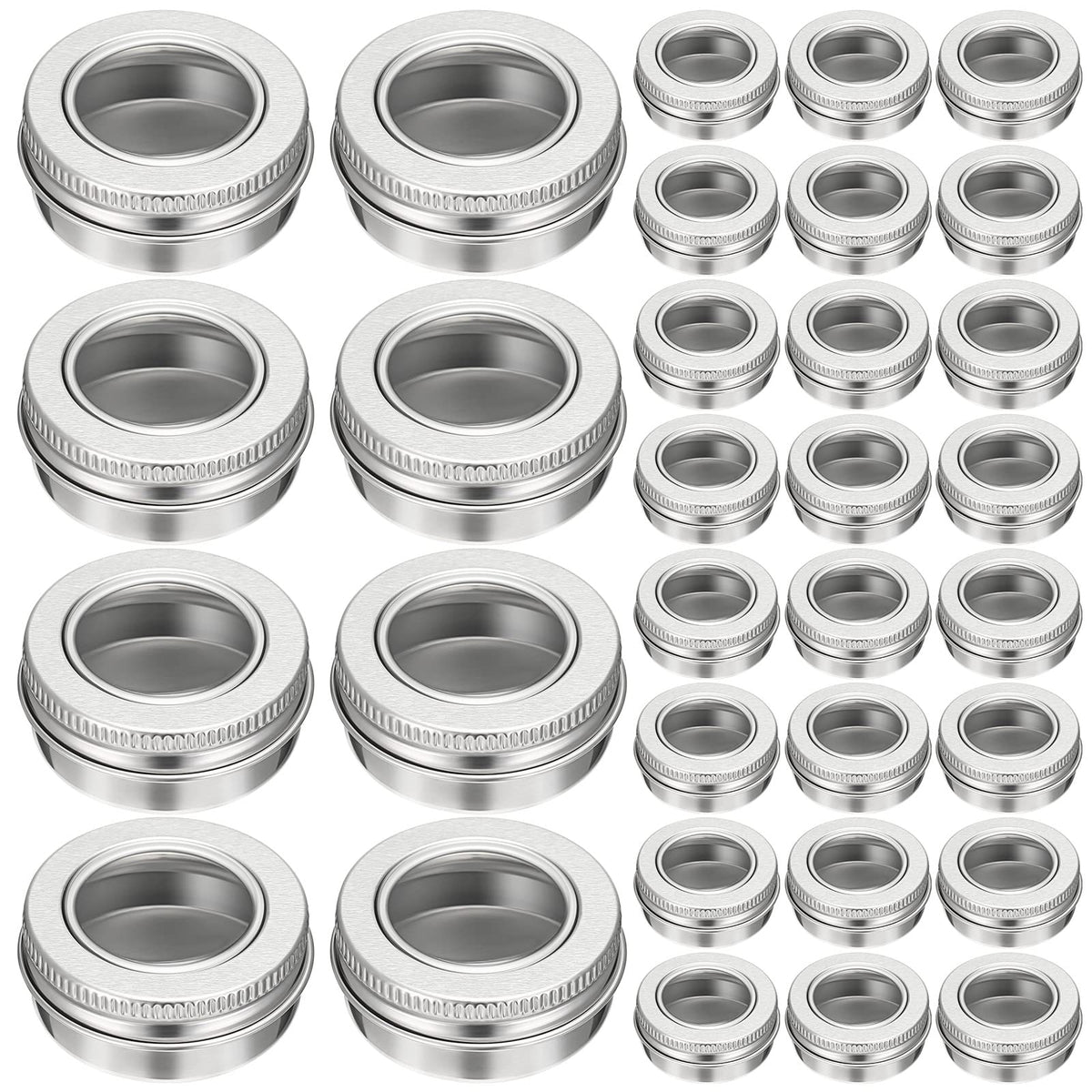 Zubebe 1oz aluminum tin with clear top for quick content identification.