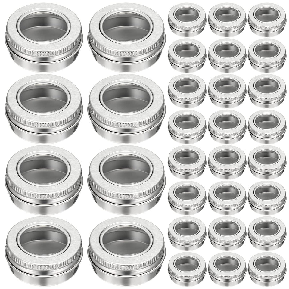 Zubebe 1oz aluminum tin with clear top for quick content identification.