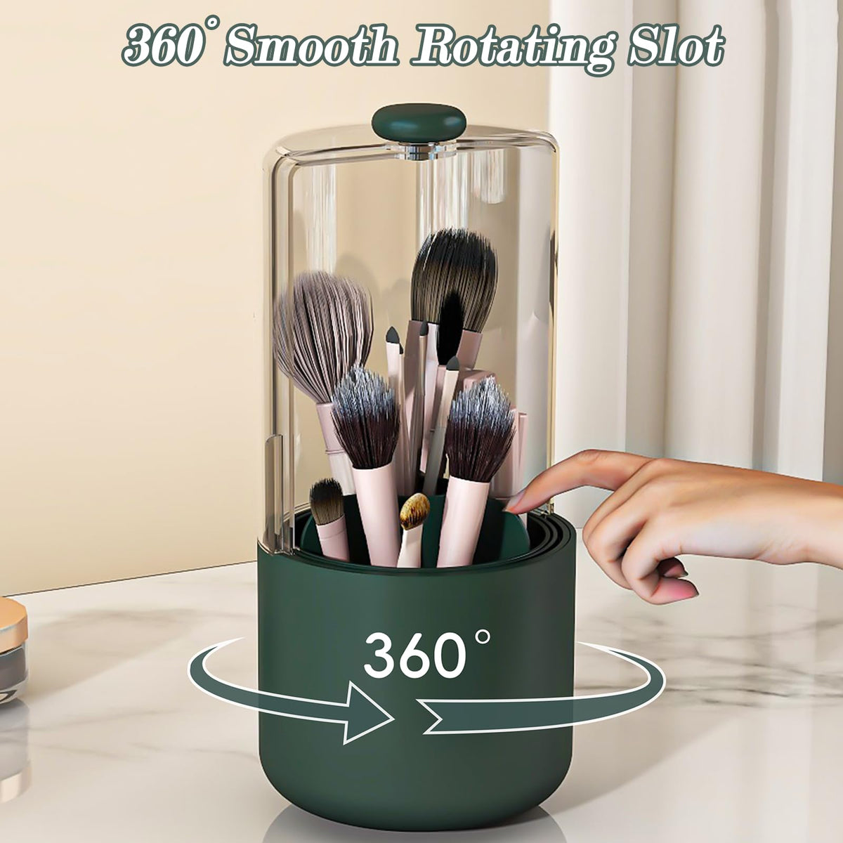 Zufudo clear lid organizer keeps makeup items neatly visible and protected.