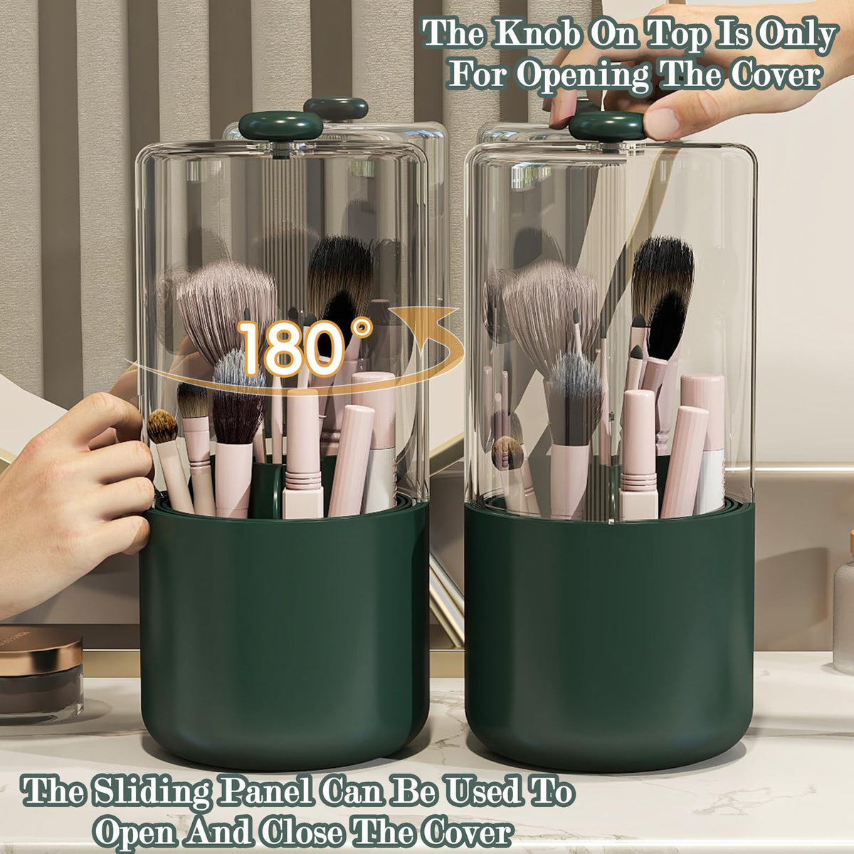 Zufudo four-compartment design separates brushes, lip colors, and pencils.