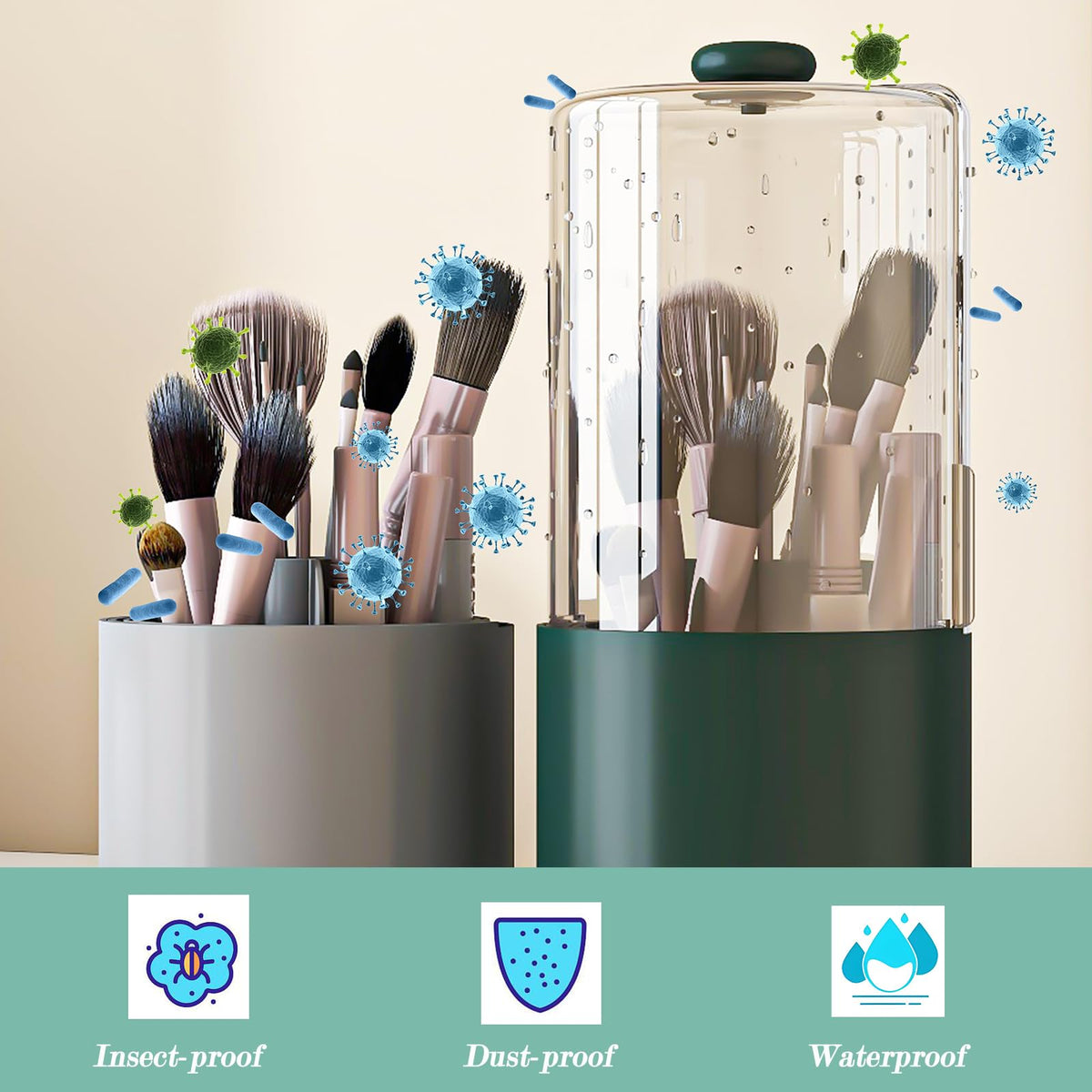 Zufudo non-slip base prevents sliding on glossy vanity surfaces.