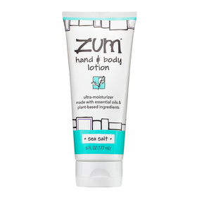Zum Sea Salt lotion bottle showing daily hydration and fragrance.