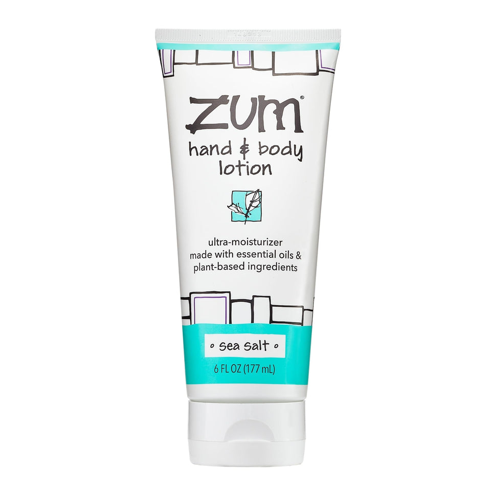 Zum Sea Salt lotion bottle showing daily hydration and fragrance.