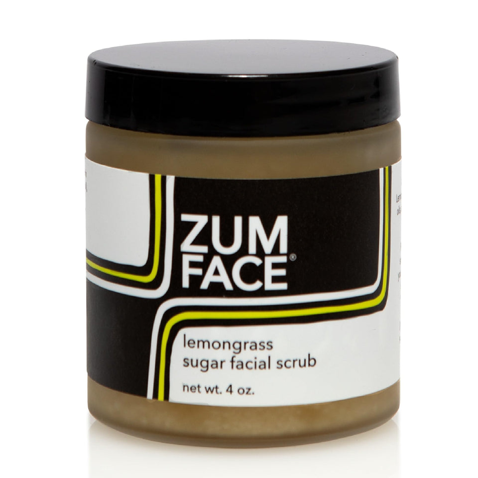 Zum Indigo Wild face sugar scrub jar front promotes gentle exfoliation for brighter skin.