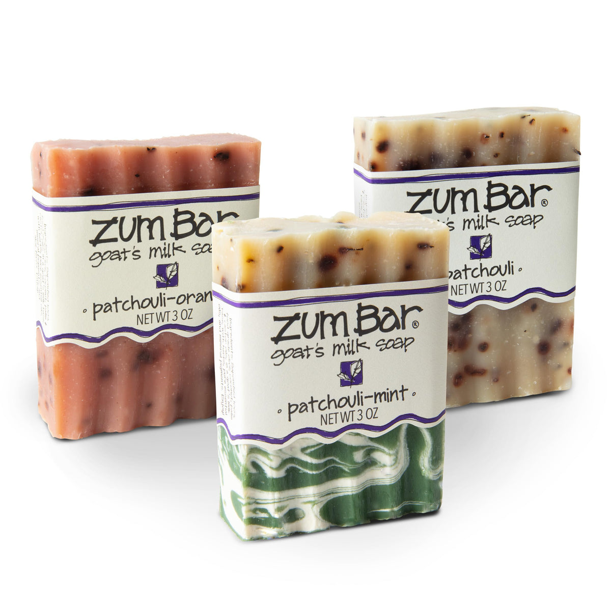 Zum Indigo Wild Goat Milk Soap Bar front view showing creamy cleansing for hands and body