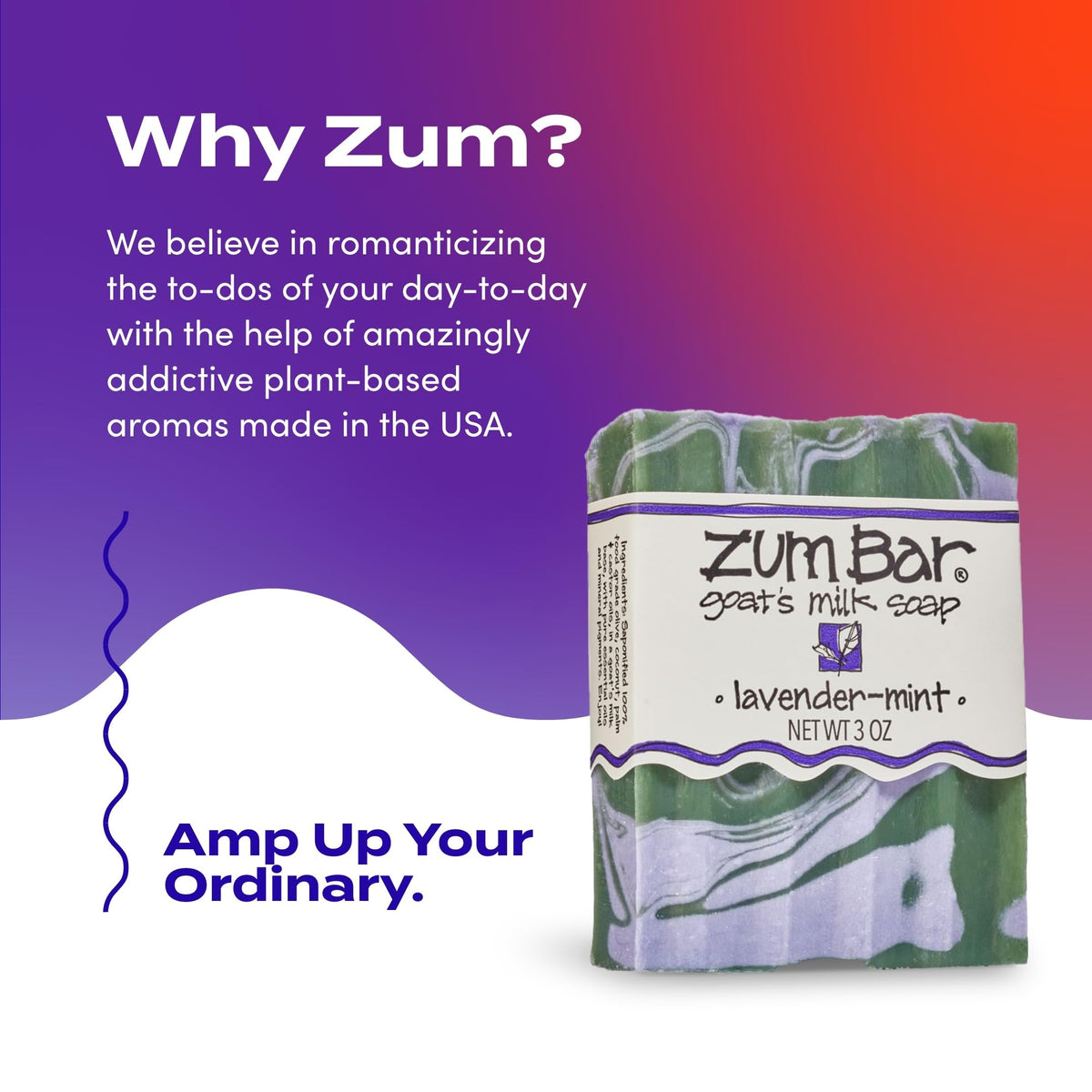 Zum Indigo Goat Milk Soap Bar ingredients include olive and coconut oils