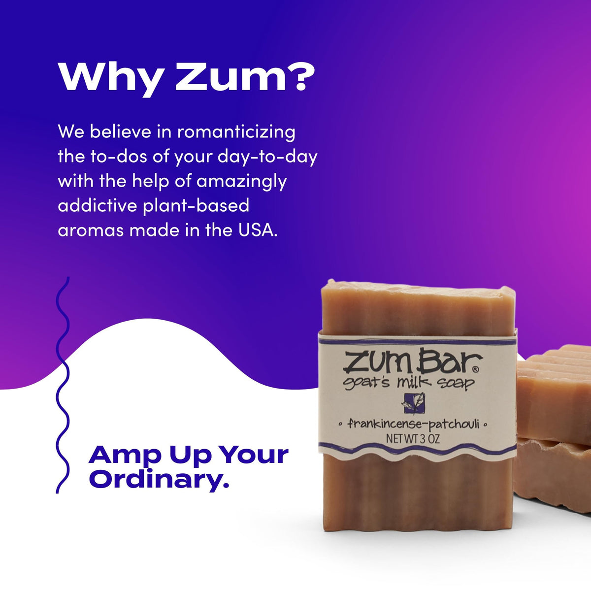 Zum Indigo Wild Goat's Milk Soap Patchouli bar for earthy scent