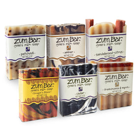 Zum Indigo Wild Goat's Milk Soap bar with sandalwood-citrus for a refreshing cleanse.