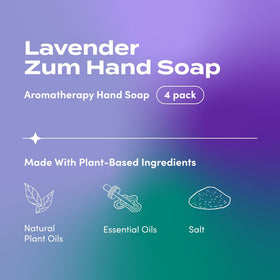 Pump action dispensing Zum Indigo Wild Hand Soap showing rich lather.