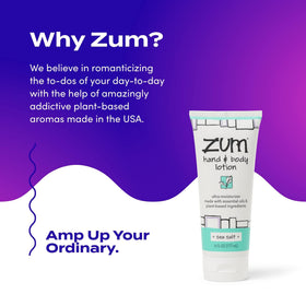 Close-up of shea butter and ingredients in Zum Sea Salt lotion.