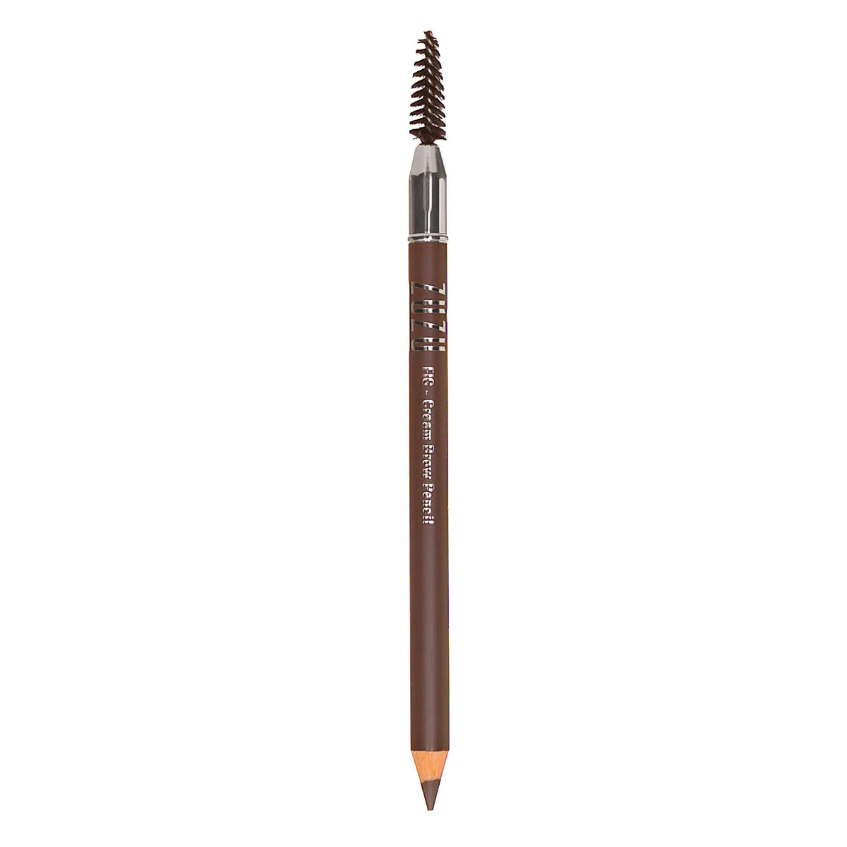 Zuzu Luxe Cream Brow Pencil Fig Brunette closeup demonstrating creamy glide for filling