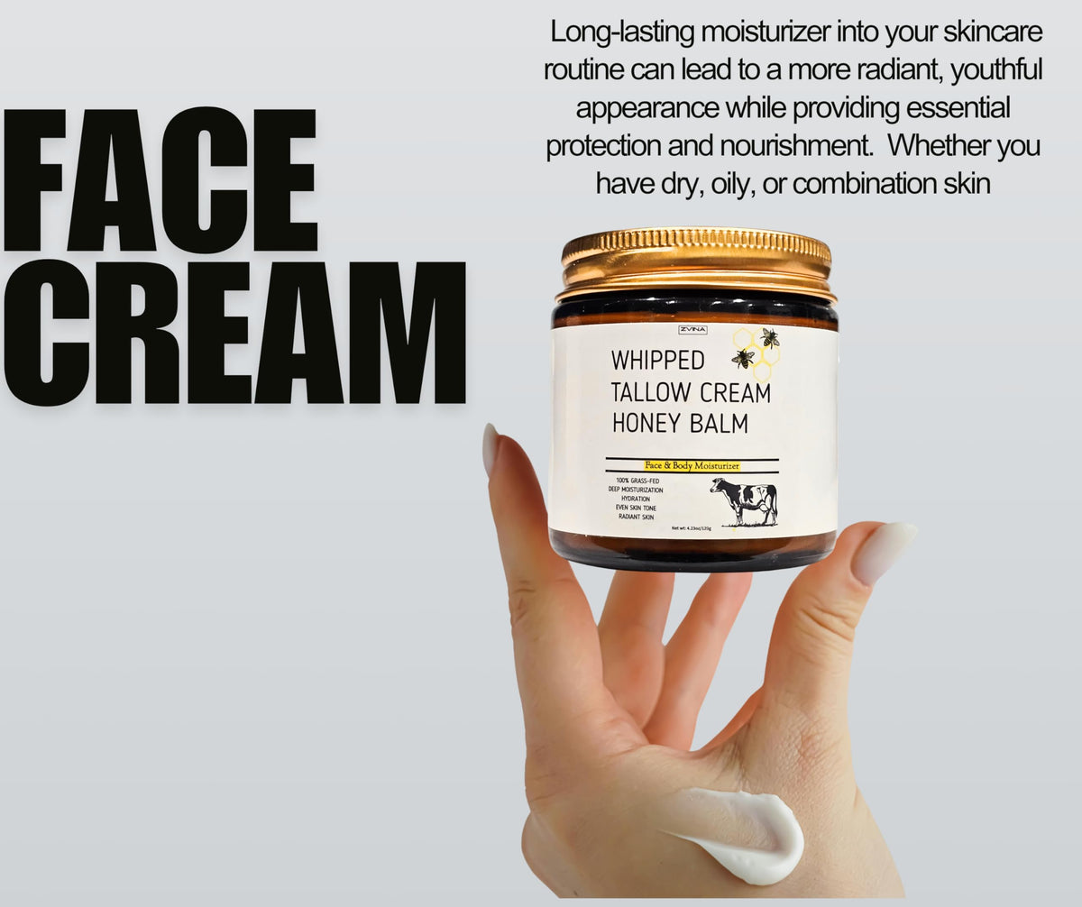 ZVINA grass-fed beef tallow ingredient highlights vitamin-rich nourishment.