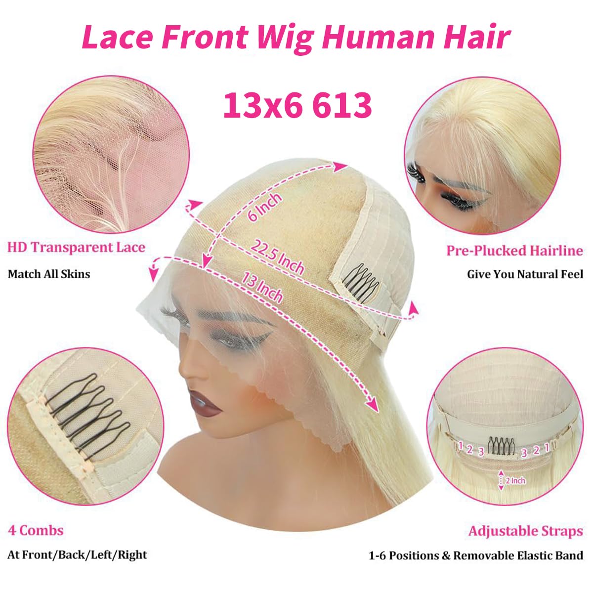 ZWJSH wig with baby hair for a realistic hairline and framing