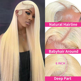 ZWJSH blonde 613 HD lace front wig showing full density