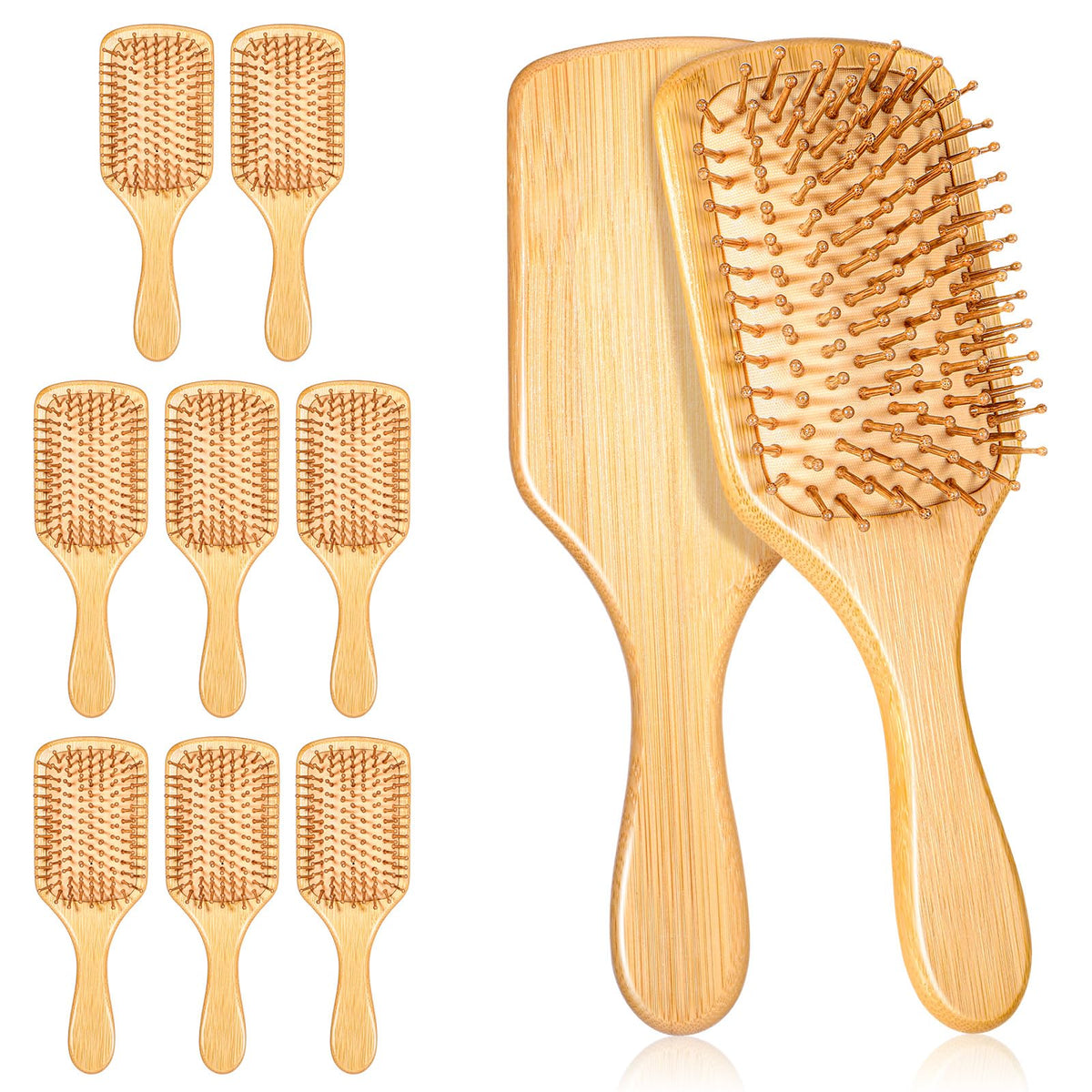 Zyghjort 10-piece bamboo hair brush set for eco-friendly grooming and detangling