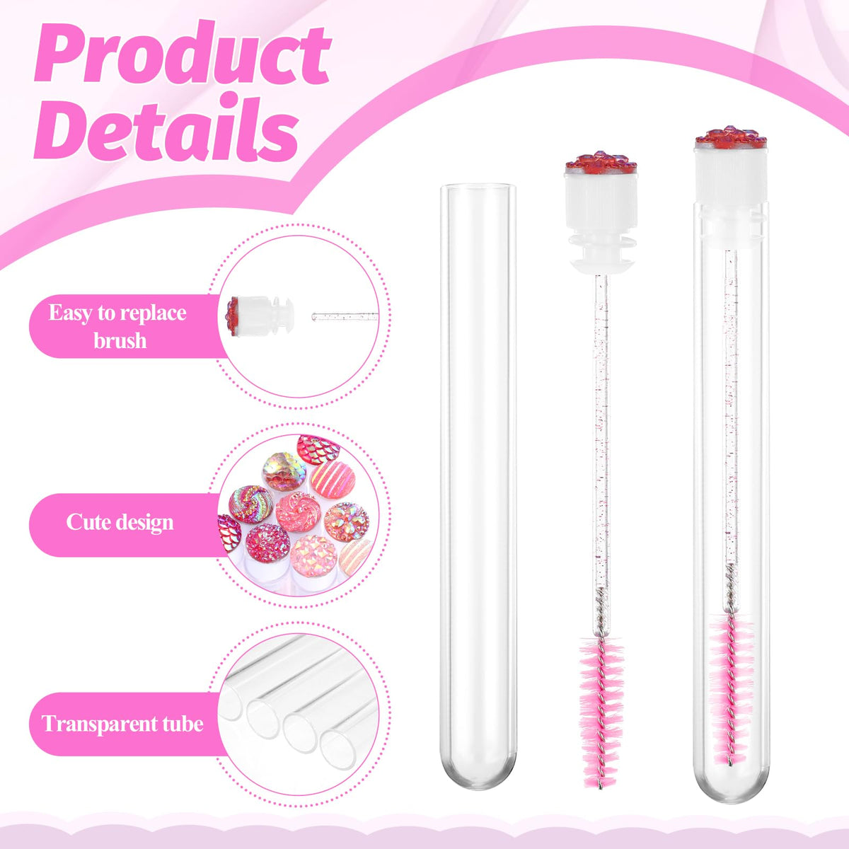 Zyghjort interchangeable wand heads for versatile lash and eyebrow application.