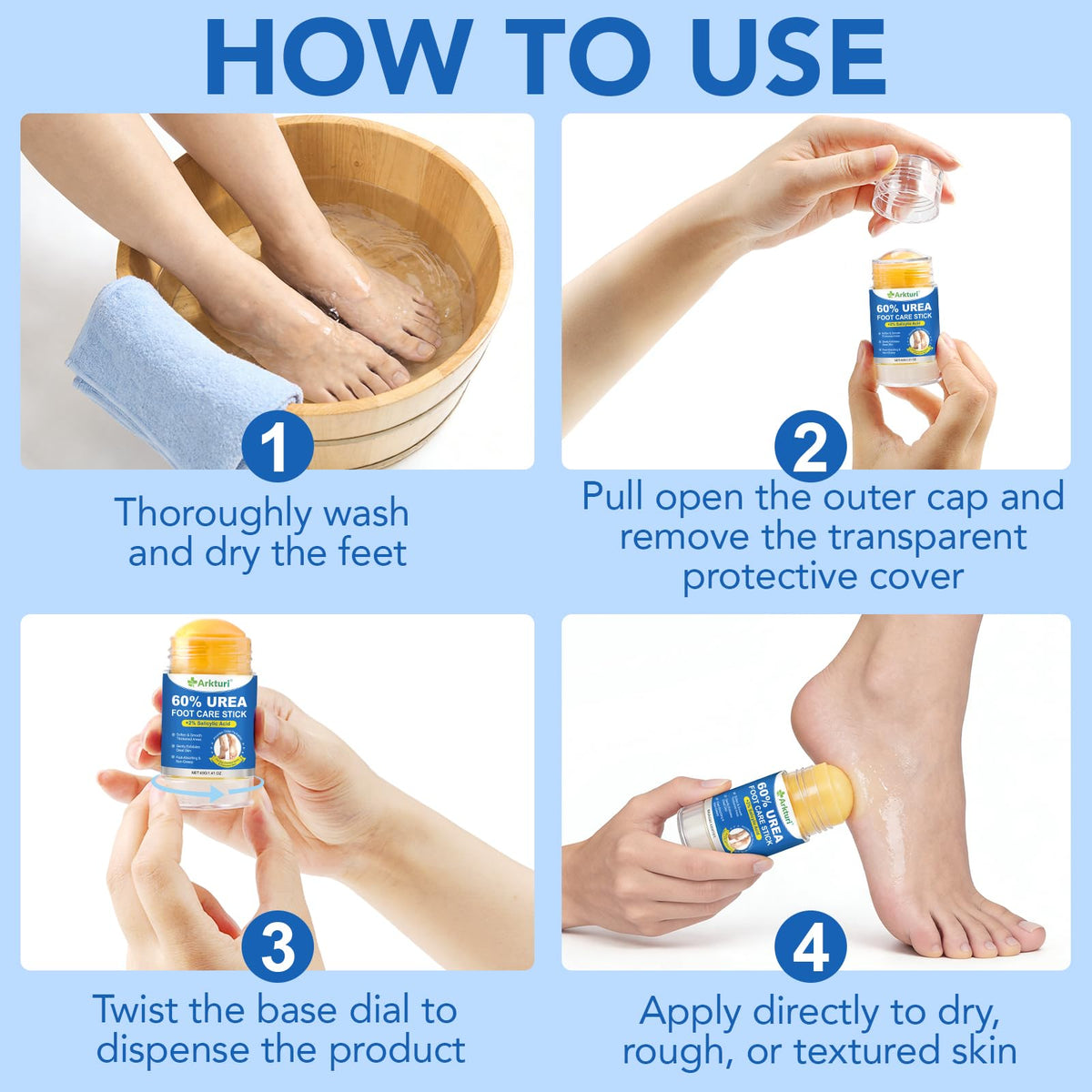 Zyloqj Urea Foot Cream Stick non-greasy finish after application.