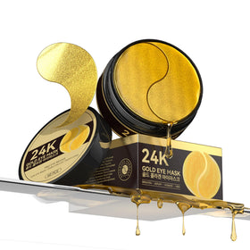 ZZILME 24k Gold Eye Patches packaging highlights premium hydrogel care for refreshed eyes.