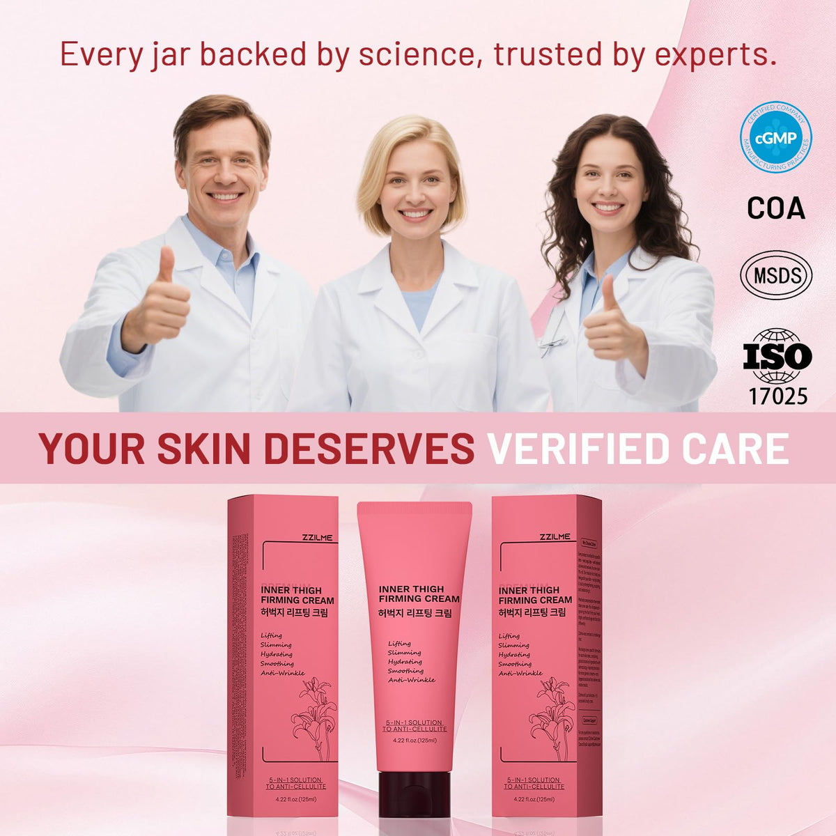 ZZILME applying cream to thigh for targeted cellulite care.