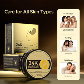 ZZILME patches applied under the eyes for a refreshed look.