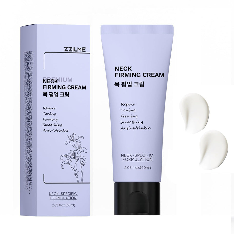 ZZILME Neck Firming Cream tube showing targeted lift for smoother neckline.