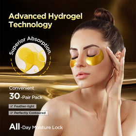 ZZILME patches applied under eyes targeting puffiness and dark circles.