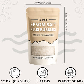 Luxurious foam from ZZZELLNESS Epsom Salt Plus Bubbles enhances a spa like bath experience.